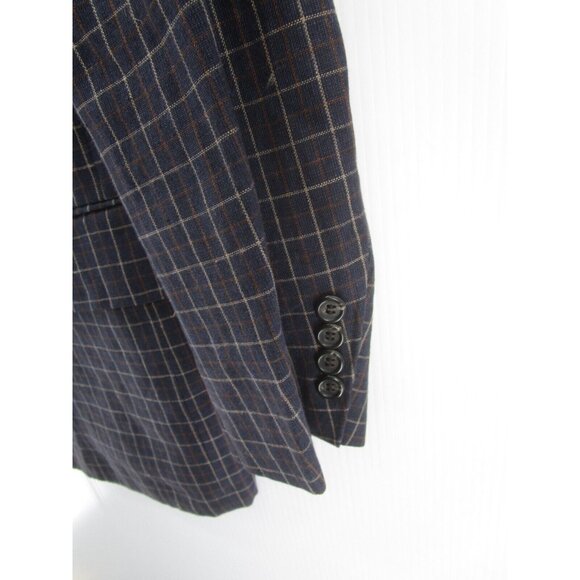VINTAGE J Crew Sport Coat 42 Linen Blazer Jacket Plaid 90s USA Preppy * - Picture 4 of 13